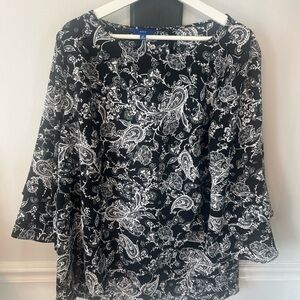 Apt. 9 Elegant Black and White Paisley Top